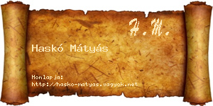 Haskó Mátyás névjegykártya